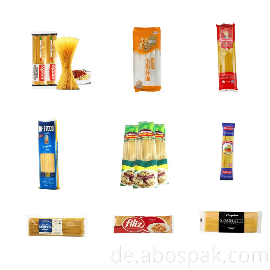 Automatische Pouch Pasta Spaghetti Stick Nudeln Flow Wrapping Wrap Verpackungsmaschine mit Wiegen